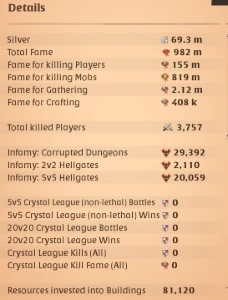 Conta Albion 270M PRATA, ~1B FAMA - Albion Online