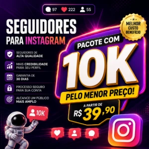 Pacote Com 10K De Seguidores Do Instagram +1 Ano De Garantia - Redes Sociais