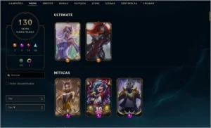 Conta LOL Nível 270 Gold 4 Com 130 skins - League of Legends