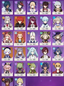 Genshin impact AR60 19 PERSONAGENS T5
