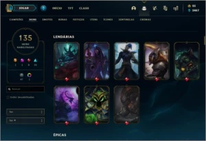 Conta ouro 3 com 135 skins e 118 champs - League of Legends LOL