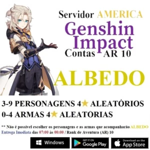 CONTA INICIANTE COM PERSONAGEM ALBEDO 5⭐ - AR10 - Genshin Impact