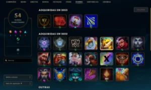 Conta de League of Legends, Platina 1, 34 campeões e 9 skins LOL