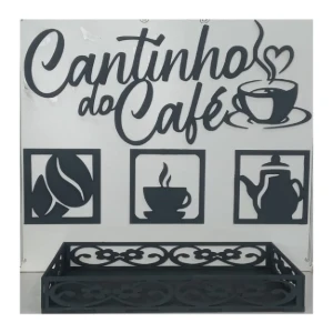 Kit Cantinho do Café, Placa, Quadro e Bandeja, MDF Premium - Artesanato e Personalizados