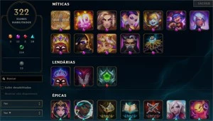 Conta desde 2013 com 500+ skins - League of Legends LOL