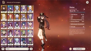 Hutao + homa mais 22 tiros + 900 gemas _ bençao 22 dias - Genshin Impact