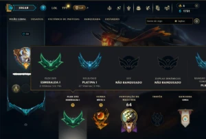 Platina 1 com 95 Champs e 16 Skins