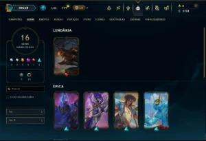 Platina 1 com 95 Champs e 16 Skins - League of Legends LOL