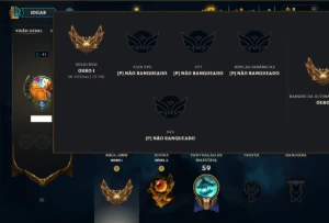 Ouro 1 com 45 Champs e 49 Skins - League of Legends LOL
