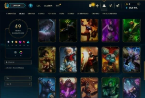Ouro 1 com 45 Champs e 49 Skins - League of Legends LOL