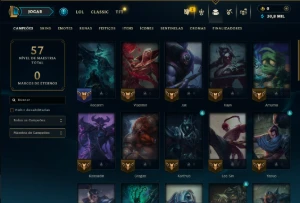 Ouro 1 com 45 Champs e 49 Skins - League of Legends LOL