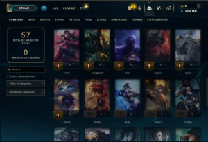 Ouro 1 com 45 Champs e 49 Skins - League of Legends LOL