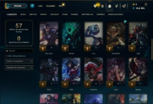 Ouro 1 com 45 Champs e 49 Skins - League of Legends LOL