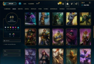 Ouro 1 com 45 Champs e 49 Skins - League of Legends LOL