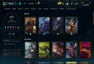 Ouro 1 com 45 Champs e 49 Skins - League of Legends LOL