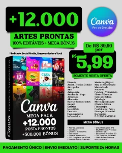 Mega Pack Canva +12.000 Posts Prontos 100% Editáveis - Outros