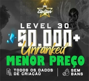 CONTA SMURF UNRANKED ESCOLHA SUA SKIN ATÉ 60.000 EA - League of Legends LOL