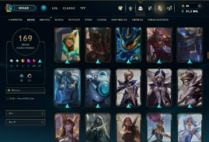 Unranked com TODOS os Champs e 169 Skins ( Nivel 424 ) - League of Legends LOL