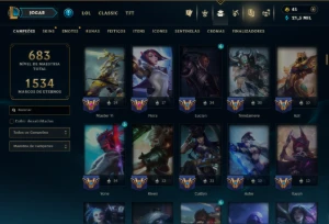 Unranked com TODOS os Champs e 169 Skins ( Nivel 424 ) - League of Legends LOL