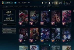 Unranked com TODOS os Champs e 169 Skins ( Nivel 424 ) - League of Legends LOL