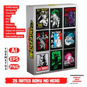 Pack Artes Boku no Hero Sublimação, Serigrafia, Dtg, Dtf - Serviços Digitais