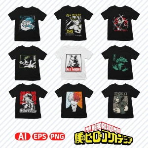 Pack Artes Boku no Hero Sublimação, Serigrafia, Dtg, Dtf - Serviços Digitais