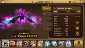 Reroll Summoners War lvl10 com Phoenix Dark - Jaara
