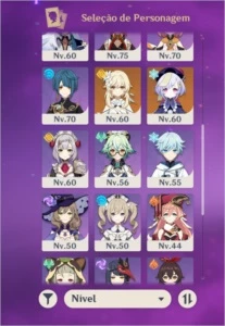 Conta 56 com Yae Miko, Baal, Qiqi, Zhongli, Eula e Mona. - Genshin Impact