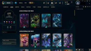 conta de league of legends 69 skins