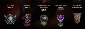 Conta LVL213 ,184 Skins,54 Emotes,243 icon prata 3 solo/flex - League of Legends LOL