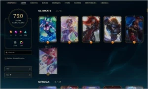 CONTA LEAGUE OF LEGENDS - 700 SKINS - UNICO DONO LOL