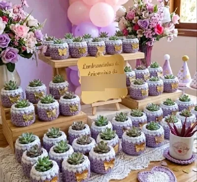 Mini Cachepô de Crochê - Artesanato e Personalizados