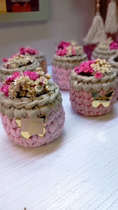 Mini Cachepô de Crochê - Artesanato e Personalizados