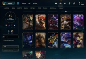 Conta de lol Ouro 3 80 skins! - League of Legends