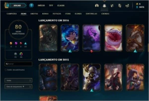 Conta de lol Ouro 3 80 skins! - League of Legends