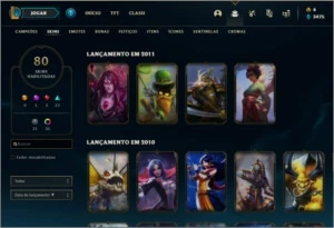 Conta de lol Ouro 3 80 skins! - League of Legends