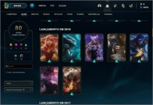 Conta de lol Ouro 3 80 skins! - League of Legends