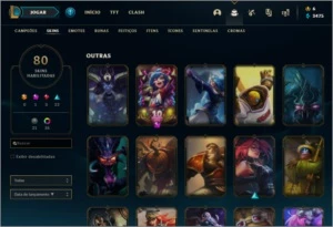 Conta de lol Ouro 3 80 skins! - League of Legends