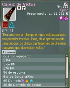 Item Capuz de Victus Épico Nível 155 - Wakfu