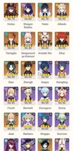 Conta genshin com 14 Personagens T5 e 4 armas T5 - Genshin Impact