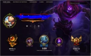 Conta Lol lvl 44, ouro 3 - League of Legends