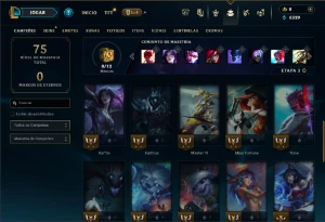 Unranked com 35 Champs e 15 Skins +3 Vitoriosas - League of Legends LOL