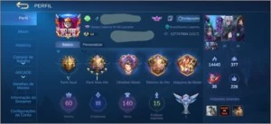 Conta mobile legends com varias skins epicas e legend
