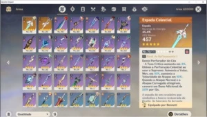 conta ar 52 7 personagens t5 2 armas t5 e 32 dias de benção - Genshin Impact