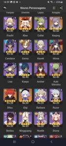 AR56 Nahida + BIS, Cyno + BIS, Tighnari+BIS e vários outros - Genshin Impact