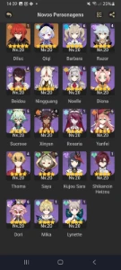 AR56 Nahida + BIS, Cyno + BIS, Tighnari+BIS e vários outros - Genshin Impact