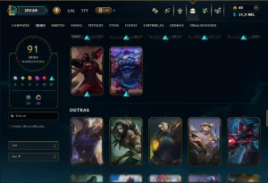 Conta Ouro 2 com 135 Champs e 91 Skins ( MONO ADC ) - League of Legends LOL