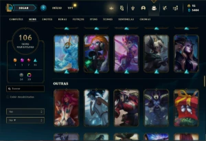 Conta Unranked com 150 Champs e 106 Skins ( MAIN SUP ) - League of Legends LOL