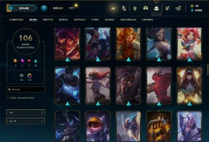 Conta Unranked com 150 Champs e 106 Skins ( MAIN SUP ) - League of Legends LOL