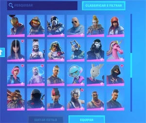 CONTA FORTNITE 109 SKINS, com minty, galaxy, ikonik e glow